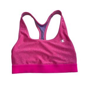 Champion Pink Heathered Racerback Sports Bra Medium Support Size M